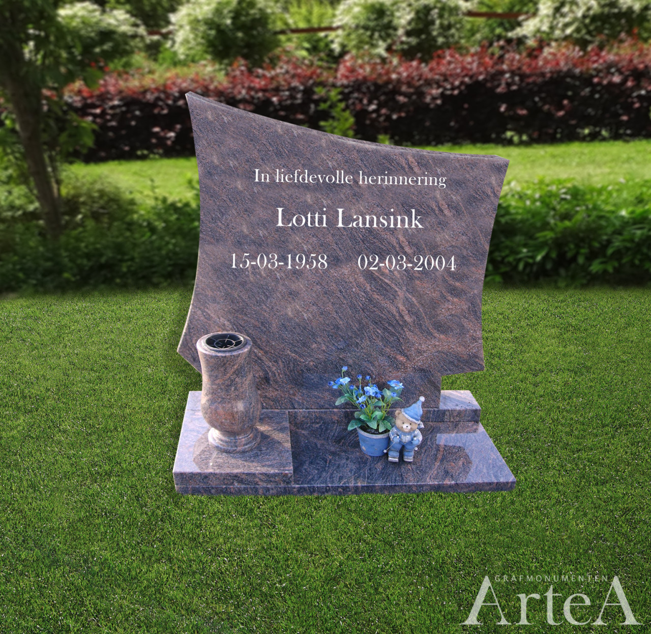 Korte eenvoudige grafsteen kopen