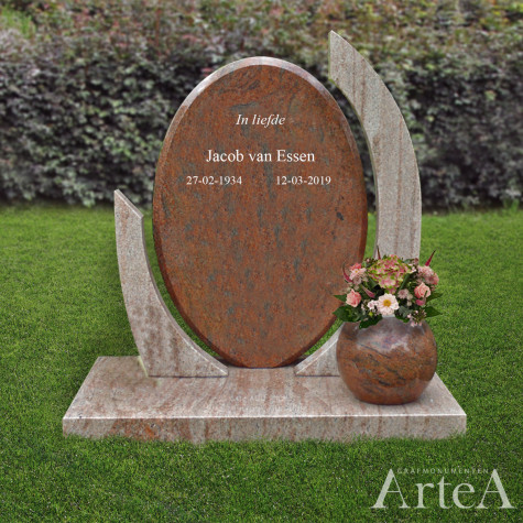 Korte grafsteen rood graniet