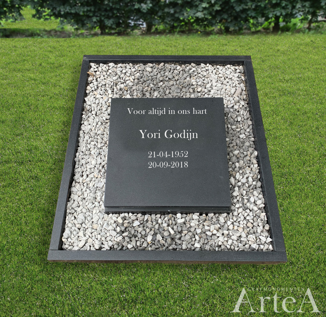 Letterplaat mat zwart graniet