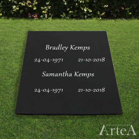 Zwarte letterplaat van graniet kopen