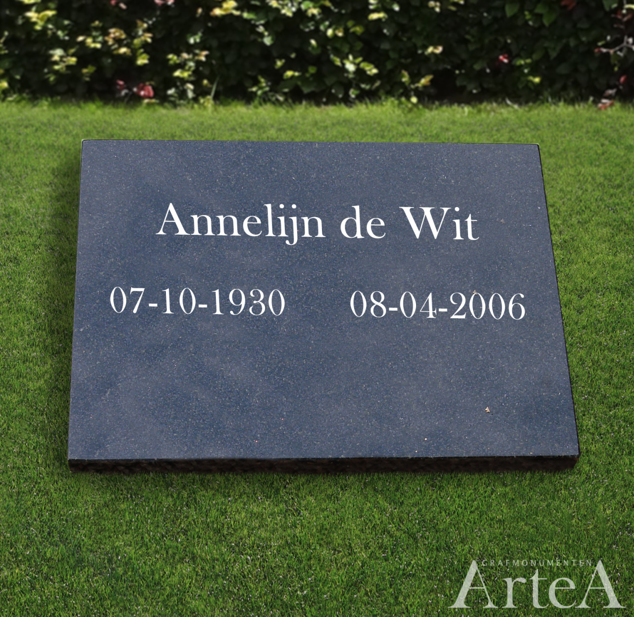 Letterplaat mat zwart graniet