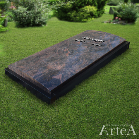 Ligbende grafzerk grafmonument met bronzen letters traditionele dekplaat