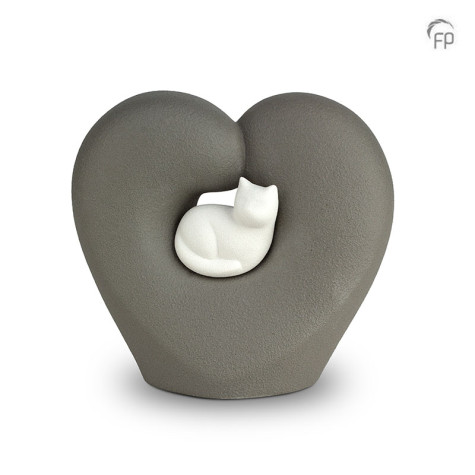 Dierenurn - Porseleinen hartje met hond - symbool voor liefde