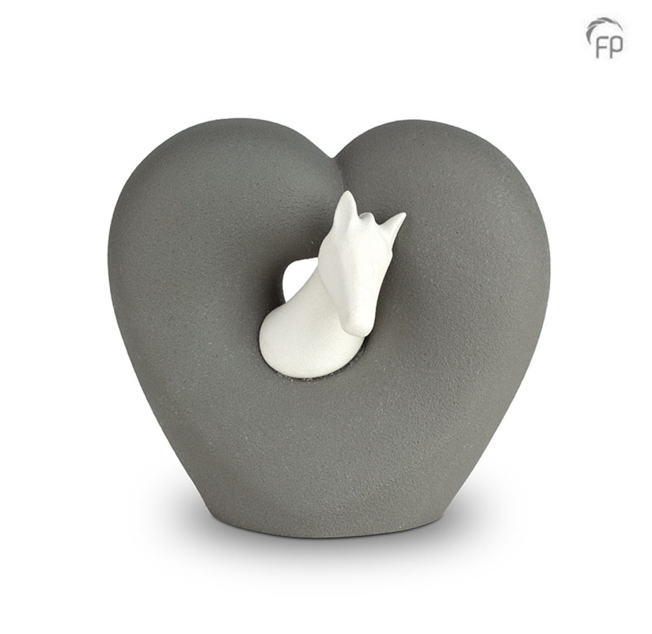 Dierenurn - Porseleinen hartje met paard