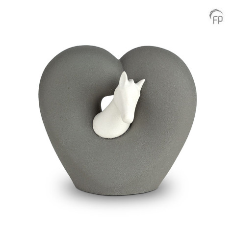 Dierenurn - Porseleinen hartje met paard