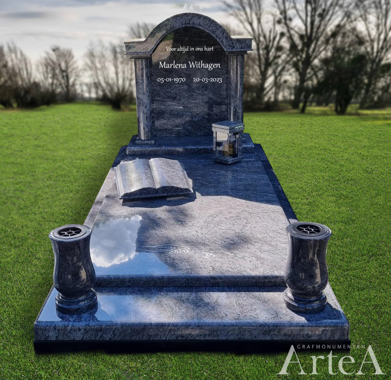 stijlvolle grafsteen tempel  natuursteen