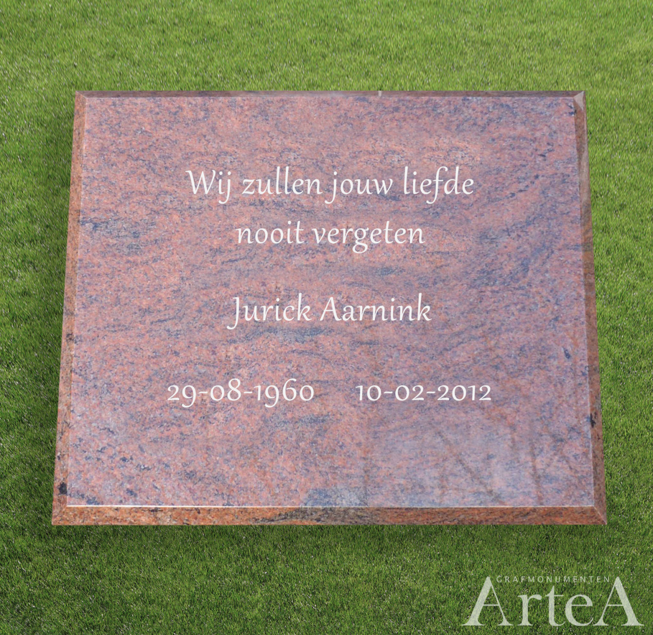 Letterplaat van rood graniet kopen