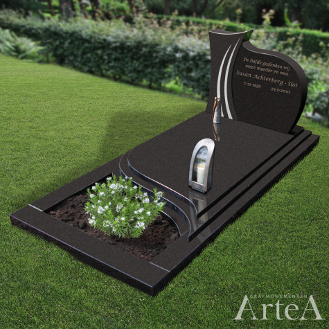 grafsteen in zwart natuursteen