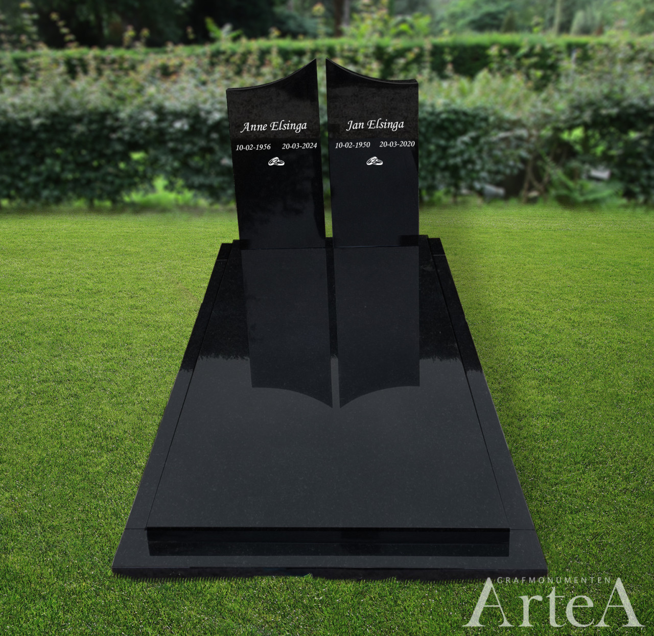 Stijlvolle grafsteen met twee zuilen