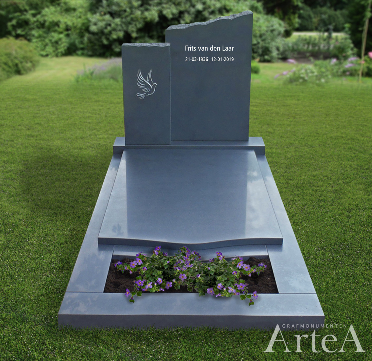 grafsteen in gezoet graniet