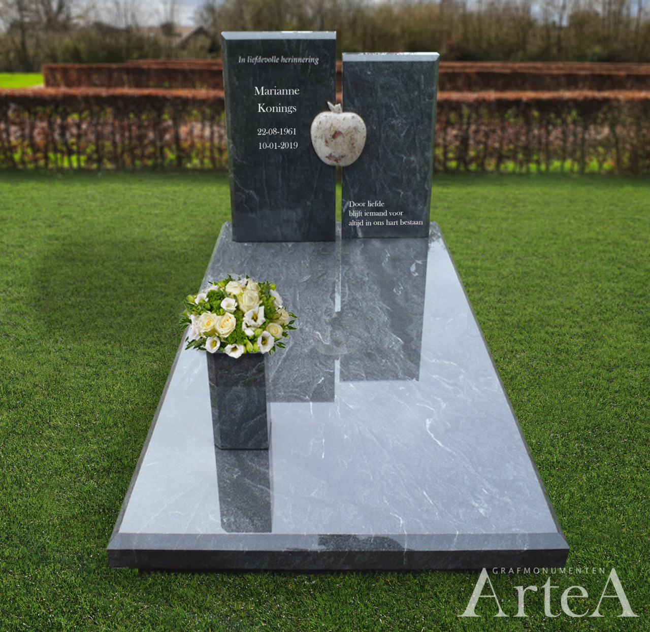 Unieke grafsteen van graniet