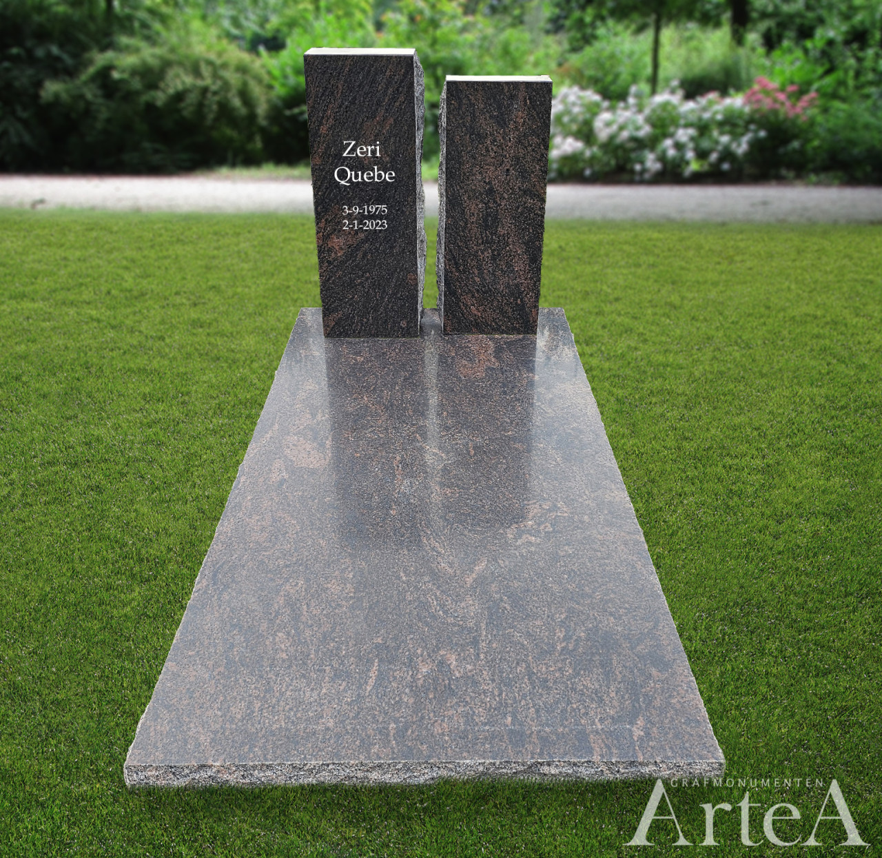 grafsteen bruin zuilen strak