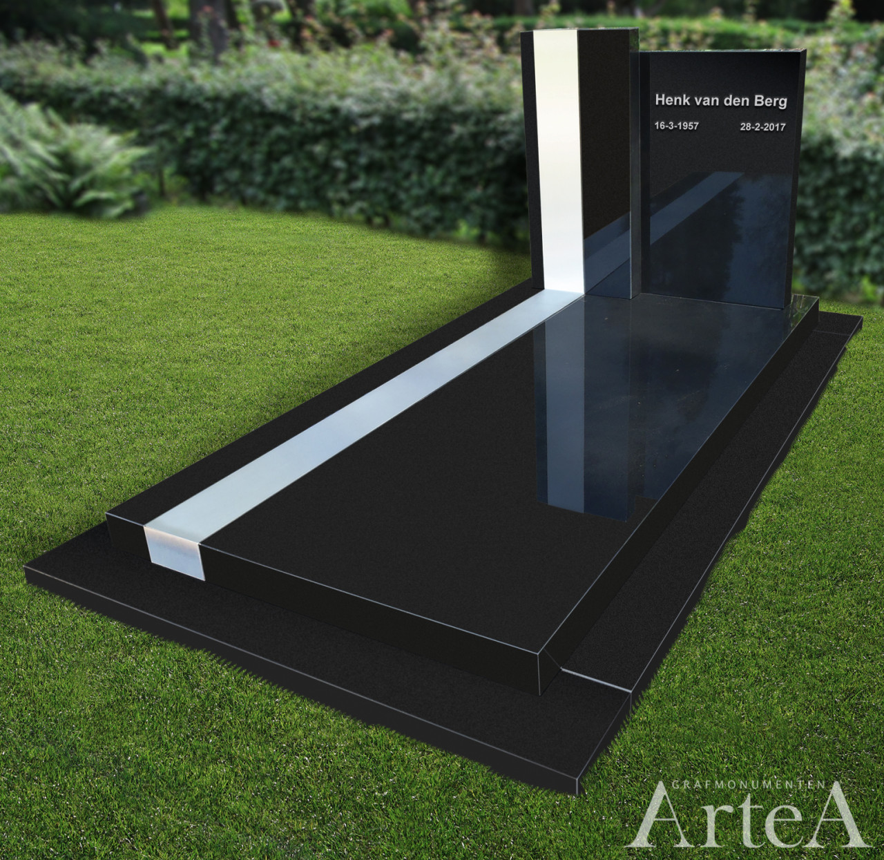 strak grafmonument van rvs strook