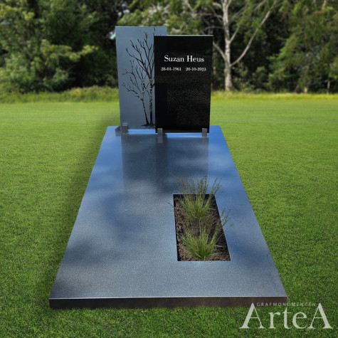 moderne grafsteen met glas