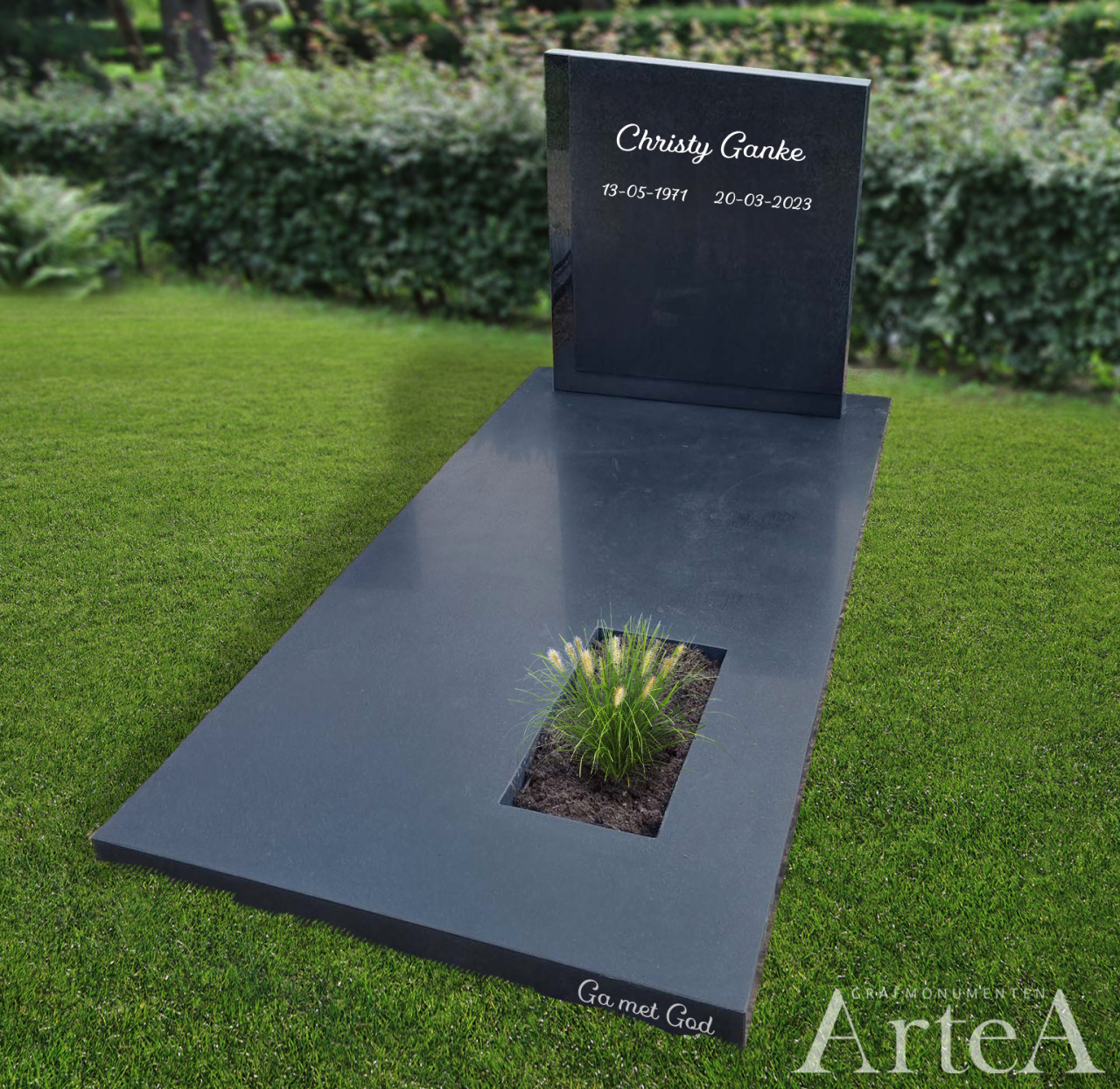 strakke eenvoudige grafsteen donker graniet