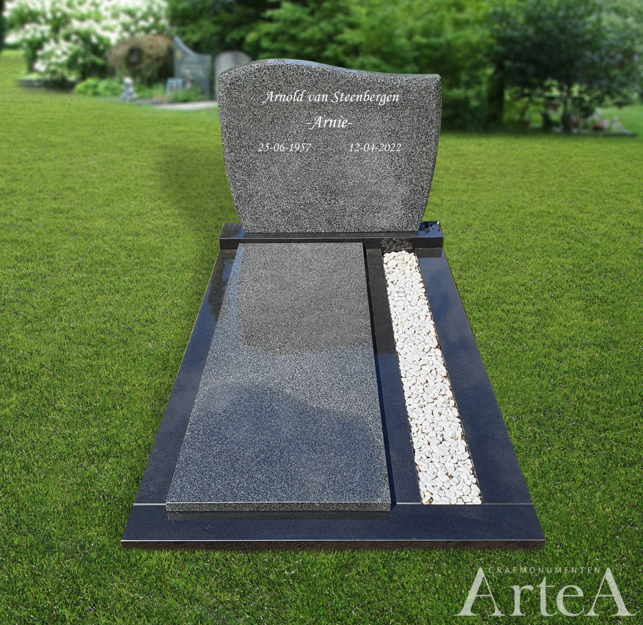Traditioneel grafsteen zwart met grijs