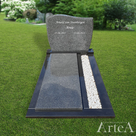 Traditioneel grafsteen zwart met grijs