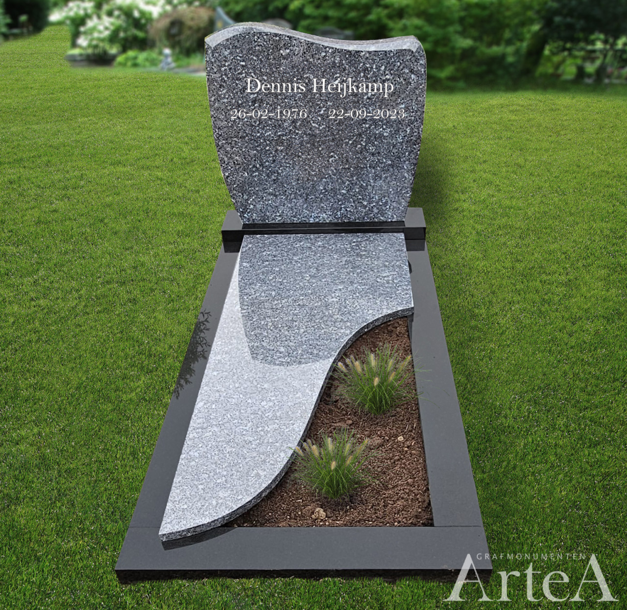 eenvoudige grafsteen met golfkop