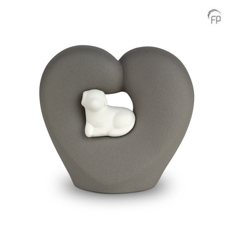 Dierenurn - Porseleinen hartje met hond - een symbool voor de liefde tussen mensen en hun huisdier