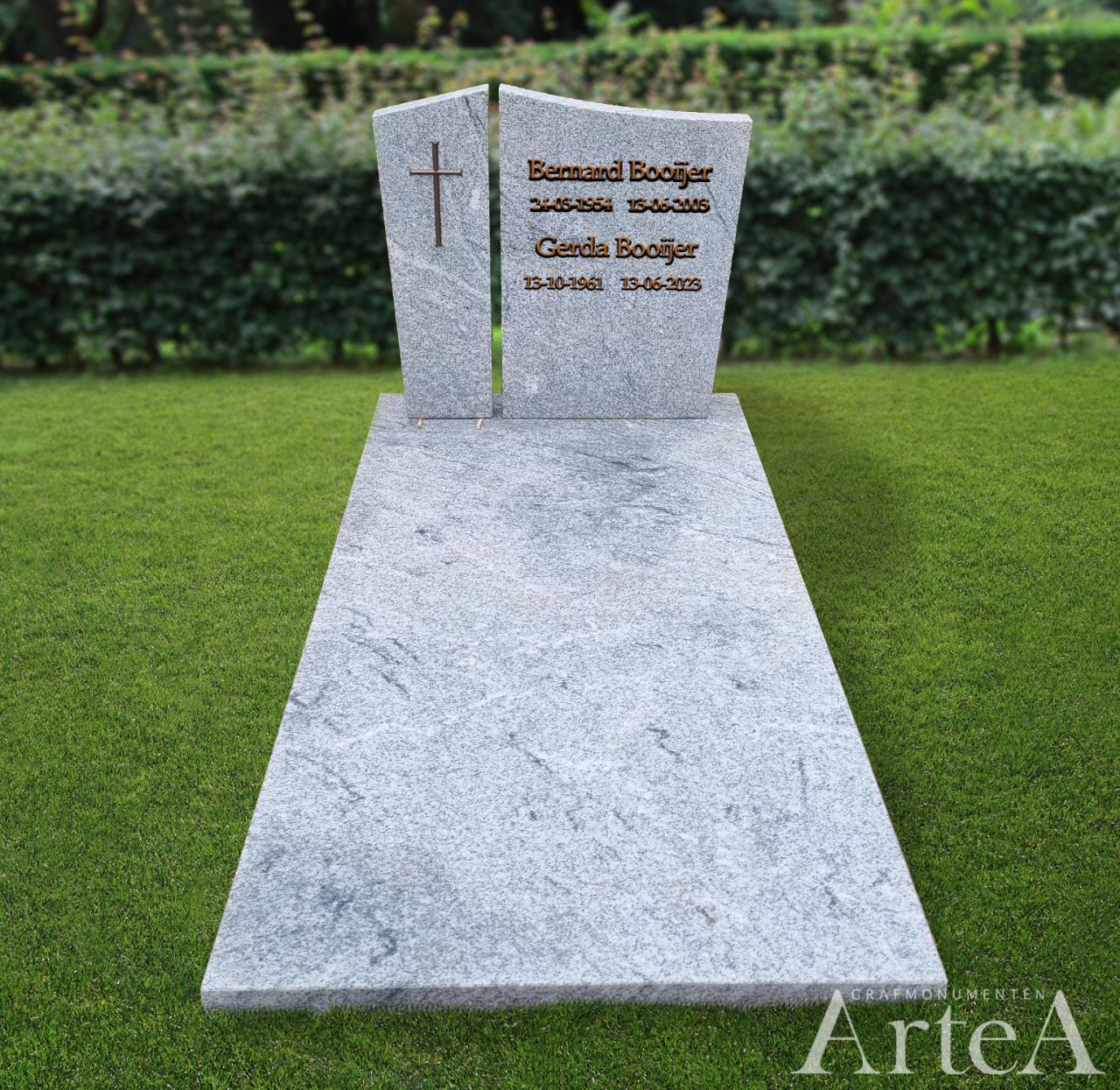 grafsteen eenvoudig in wit natuursteen