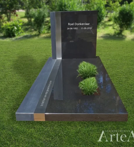 Moderne grafsteen met RVS in Barneveld