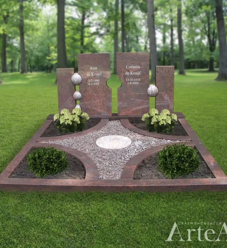 Een dubbele grafsteen geplaatst in Alkmaar