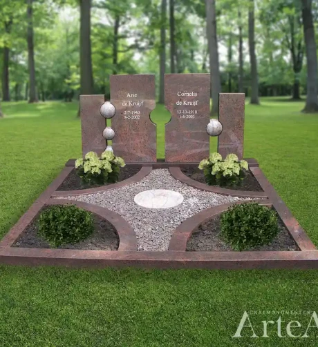 Voorbeeld van een dubbele grafsteen