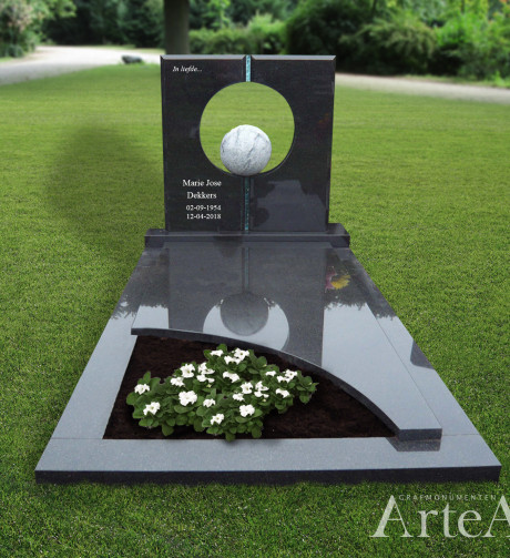 Grafsteen met glad graniet