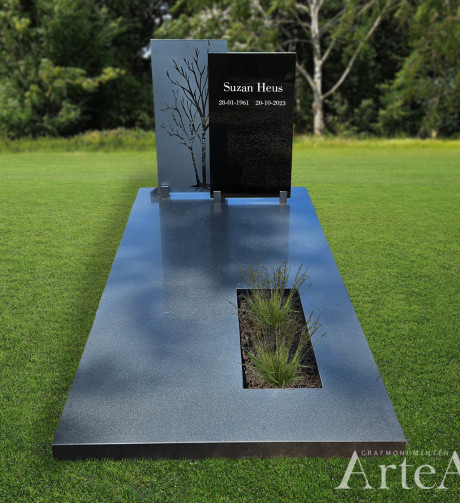 strakke grafsteen met glas