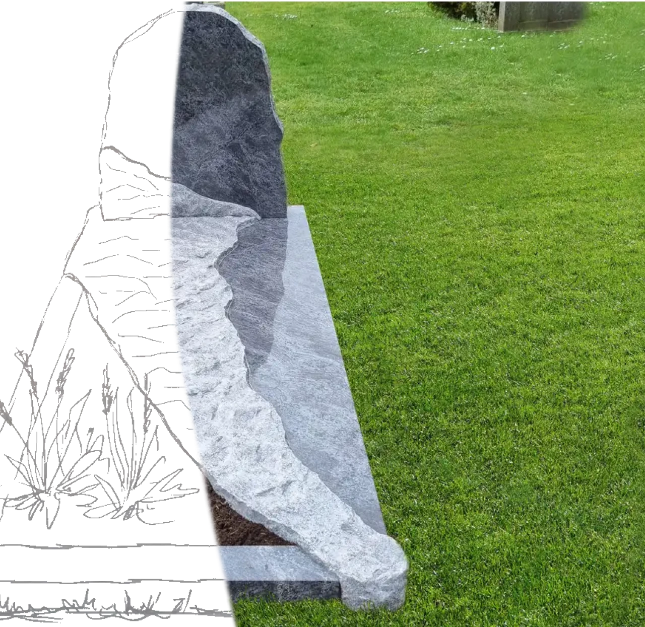 Grafsteen van tekening naar begraafplaats Alkmaar